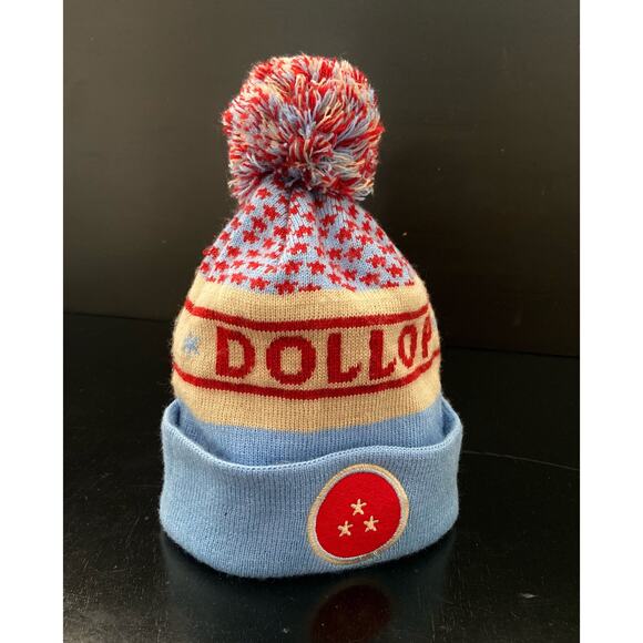 DOLLOP Chicago Blue/Cream/Red Knit Pom Pom Hat sz OS - Picture 3 of 9